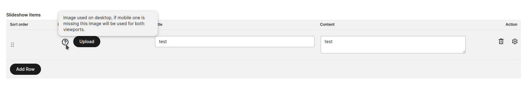 Repeatable section — tooltips